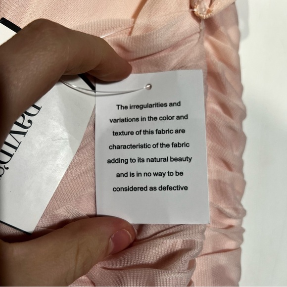 David’s Bridal Flutter Sleeve Cris Cross Mesh Dress Petal Pink Flowy Size 8 NWT - Picture 11 of 16